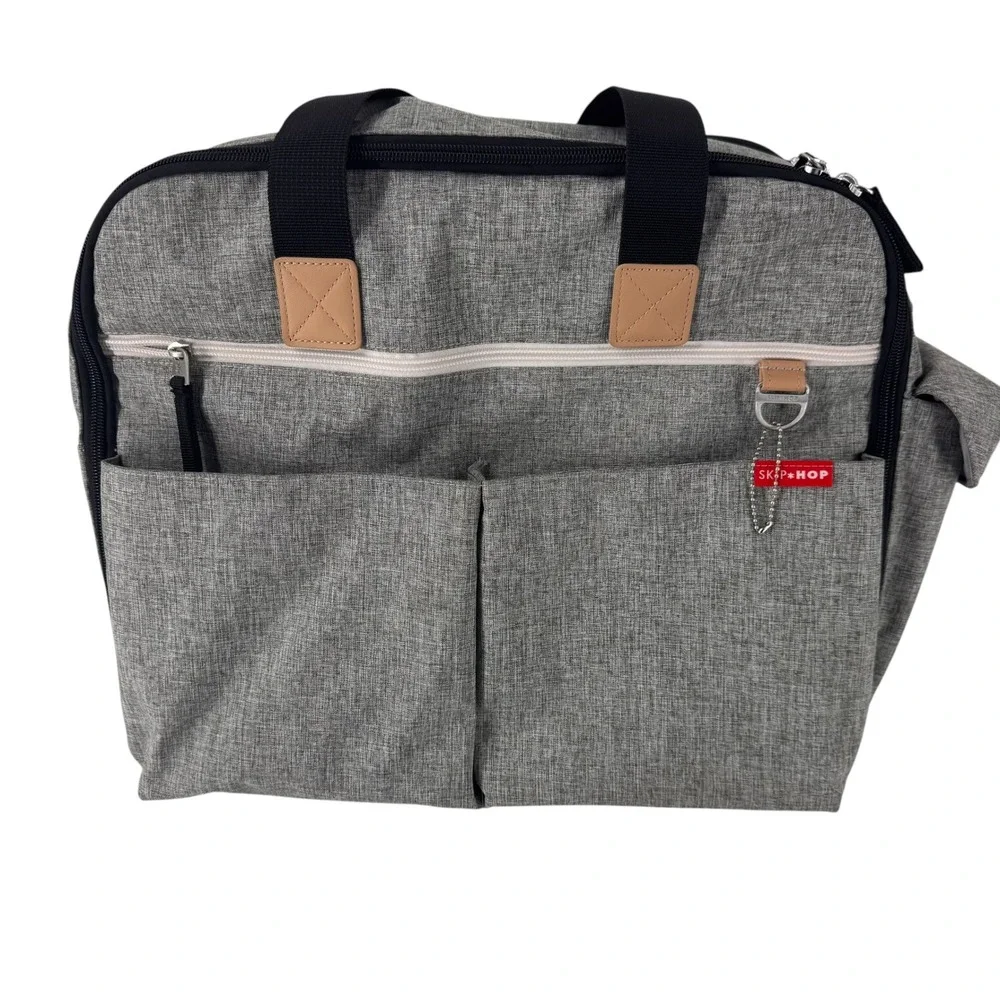 Skip Hop Duo Signature Diaper Bag Grey Heather Messenger Tote with Packing Cubes